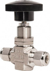 Ham-Let - 5,000 Max psi, 3/8" Pipe, 316 Grade Stainless Steel, Inline Stem Regulating Instrumentation Needle Valve - Compression x Compression End Connections, Swaglok SS-1RS6 - Caliber Tooling