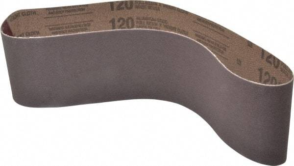 Tru-Maxx - 4" Wide x 36" OAL, 120 Grit, Aluminum Oxide Abrasive Belt - Aluminum Oxide, Fine, Coated - Caliber Tooling