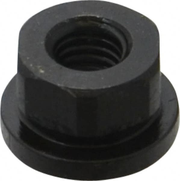 Gibraltar - 3/8-16 Steel Black Oxide Spherical Flange Nut - Grade 12L14, 1/2" High, 7/8" Diam x 1/8" High Flange, 1-1/4" Radius - Caliber Tooling