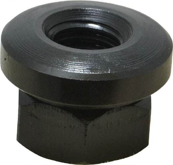 Gibraltar - 1/2-13 Steel Black Oxide Spherical Flange Nut - Grade 12L14, 11/16" High, 1-1/8" Diam x 3/16" High Flange, 1-1/2" Radius - Caliber Tooling