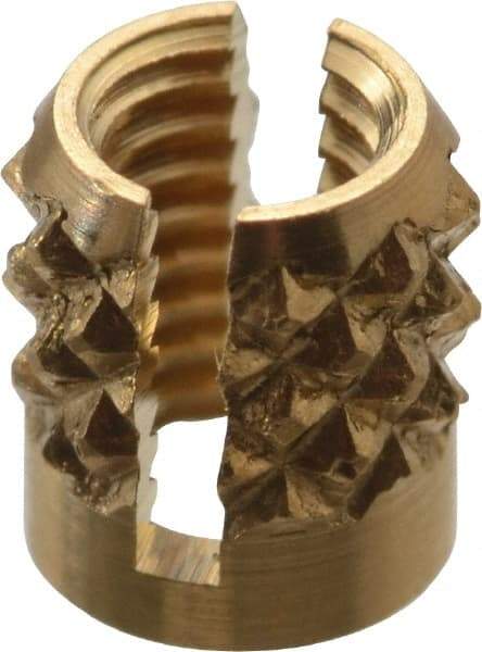 E-Z LOK - M3x0.50 Metric Coarse Brass Flush Press Fit Threaded Insert for Plastic - 3/16" OAL, 0.166" Insert Diam, 5/32" Hole Diam, 5/32" Drill - Caliber Tooling