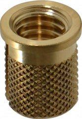 E-Z LOK - 5/16-18 UNC Brass Flanged Press Fit Threaded Insert for Plastic - 9/16" OAL, 0.389" Insert Diam, 0.357" Hole Diam, 3/8" Drill - Caliber Tooling