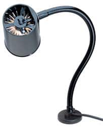 Made in USA - 18 Inch, Gooseneck, Magnetic Mounted, Incandescent, Black, General Purpose Task Light - 100 Watt, 120 Volt, Nonmagnifying - Caliber Tooling