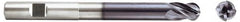 Niagara Cutter - 7/16" Diam, 9/16" LOC, 4 Flute Solid Carbide Ball End Mill - TiAlN Finish, Single End, 4" OAL, 7/16" Shank Diam, Spiral Flute - Caliber Tooling