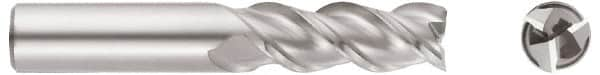 Niagara Cutter - 1", 3-1/4" LOC, 1" Shank Diam, 6" OAL, 3 Flute, Solid Carbide Square End Mill - Single End, TiCN Finish, Spiral Flute, 45° Helix, Centercutting, Right Hand Cut, Right Hand Flute, Series A345 - Caliber Tooling