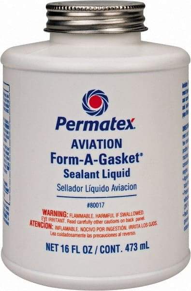 Permatex - 16 oz Aviation Gasket Sealant - -65 to 400°F, Dark Brown, Comes in Brush Top Can - Caliber Tooling