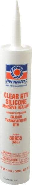 Permatex - 11 oz Cartridge Clear RTV Silicone Joint Sealant - -75 to 400°F Operating Temp, 24 hr Full Cure Time - Caliber Tooling