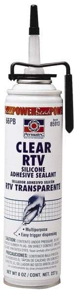 Permatex - 7.25 oz Can Clear RTV Silicone Joint Sealant - -75 to 400°F Operating Temp, 24 hr Full Cure Time - Caliber Tooling