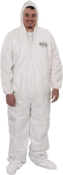 KleenGuard - Size L Film Laminate Chemical Resistant Coveralls - White, Zipper Closure, Open Cuffs, Open Ankles - Caliber Tooling