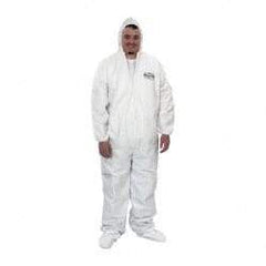 KleenGuard - Size XL Film Laminate Chemical Resistant Coveralls - White, Zipper Closure, Open Cuffs, Open Ankles - Caliber Tooling