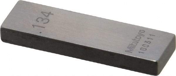 Mitutoyo - 0.134" Rectangular Steel Gage Block - Accuracy Grade 0, Includes Certificate of Inspection - Caliber Tooling