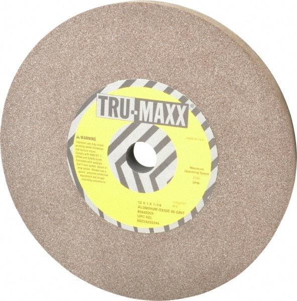 Tru-Maxx - 60 Grit Aluminum Oxide Bench & Pedestal Grinding Wheel - 12" Diam x 1-1/4" Hole x 1" Thick, 2705 Max RPM, P Hardness, Medium Grade , Vitrified Bond - Caliber Tooling