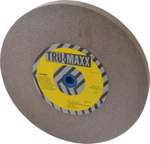 Tru-Maxx - 80 Grit Aluminum Oxide Bench & Pedestal Grinding Wheel - 12" Diam x 1-1/4" Hole x 1" Thick, 2705 Max RPM, P Hardness, Medium Grade , Vitrified Bond - Caliber Tooling