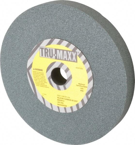 Tru-Maxx - 80 Grit Silicon Carbide Bench & Pedestal Grinding Wheel - 10" Diam x 1-1/4" Hole x 1-1/4" Thick, 3250 Max RPM, K Hardness, Medium Grade , Vitrified Bond - Caliber Tooling