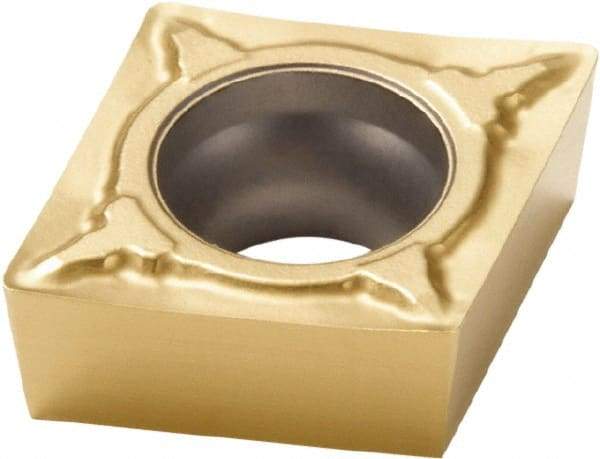 Seco - CCMT32.52 F1 Grade CP200 Carbide Turning Insert - TiAlN/TiN Finish, 80° Diamond, 3/8" Inscr Circle, 5/32" Thick, 1/32" Corner Radius - Caliber Tooling