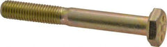 Made in USA - 1/4-28 UNF, 2" Length Under Head Hex Head Cap Screw - Partially Threaded, Grade 8 Alloy Steel, Zinc Yellow Dichromate Finish, 1/2" Hex - Caliber Tooling