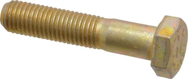 Made in USA - 5/16-24 UNF, 1-1/2" Length Under Head Hex Head Cap Screw - Partially Threaded, Grade 8 Alloy Steel, Zinc Yellow Dichromate Finish, 1/2" Hex - Caliber Tooling