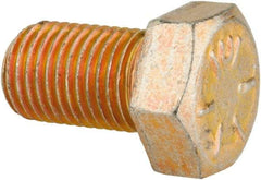 Made in USA - 3/8-24 UNF, 5/8" Length Under Head Hex Head Cap Screw - Fully Threaded, Grade 8 Alloy Steel, Zinc Yellow Dichromate Finish, 9/16" Hex - Caliber Tooling