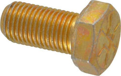 Made in USA - 3/8-24 UNF, 3/4" Length Under Head Hex Head Cap Screw - Fully Threaded, Grade 8 Alloy Steel, Zinc Yellow Dichromate Finish, 9/16" Hex - Caliber Tooling