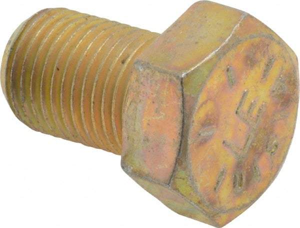 Made in USA - 1/2-20 UNF, 3/4" Length Under Head Hex Head Cap Screw - Fully Threaded, Grade 8 Alloy Steel, Zinc Yellow Dichromate Finish, 3/4" Hex - Caliber Tooling