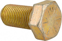 Made in USA - 1/2-20 UNF, 1" Length Under Head Hex Head Cap Screw - Fully Threaded, Grade 8 Alloy Steel, Zinc Yellow Dichromate Finish, 3/4" Hex - Caliber Tooling