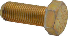 Made in USA - 1/2-20 UNF, 1-1/4" Length Under Head Hex Head Cap Screw - Fully Threaded, Grade 8 Alloy Steel, Zinc Yellow Dichromate Finish, 3/4" Hex - Caliber Tooling