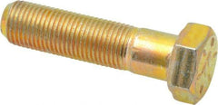 Made in USA - 1/2-20 UNF, 2" Length Under Head Hex Head Cap Screw - Partially Threaded, Grade 8 Alloy Steel, Zinc Yellow Dichromate Finish, 3/4" Hex - Caliber Tooling