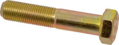 Made in USA - 1/2-20 UNF, 2-1/2" Length Under Head Hex Head Cap Screw - Partially Threaded, Grade 8 Alloy Steel, Zinc Yellow Dichromate Finish, 3/4" Hex - Caliber Tooling