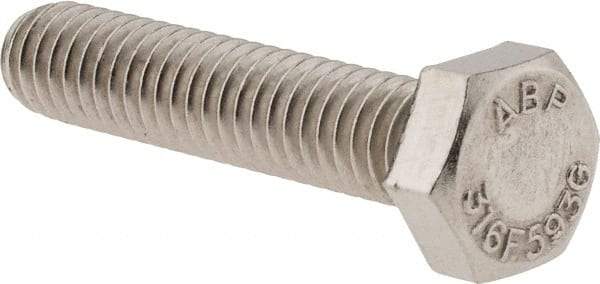 Value Collection - 5/16-18 UNC, 1-1/2" Length Under Head Hex Head Cap Screw - Fully Threaded, Grade 316 Stainless Steel, Uncoated, 1/2" Hex - Caliber Tooling