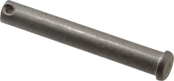 Made in USA - 1/2" Pin Diam, 3-1/2" OAL, Standard Clevis Pin - 5/32" Hole, 3-11/32" Usable Length, Uncoated Stainless Steel - Caliber Tooling