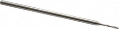 Micro Drill Bit: 0.0156″ Dia, 118 °, Cobalt Bright/Uncoated, 0.984″ OAL, RH Cut, Spiral Flute, Straight-Cylindrical Shank, Series 301