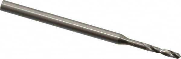 Micro Drill Bit: 0.035″ Dia, 118 °, Cobalt Bright/Uncoated, 0.984″ OAL, RH Cut, Spiral Flute, Straight-Cylindrical Shank, Series 301