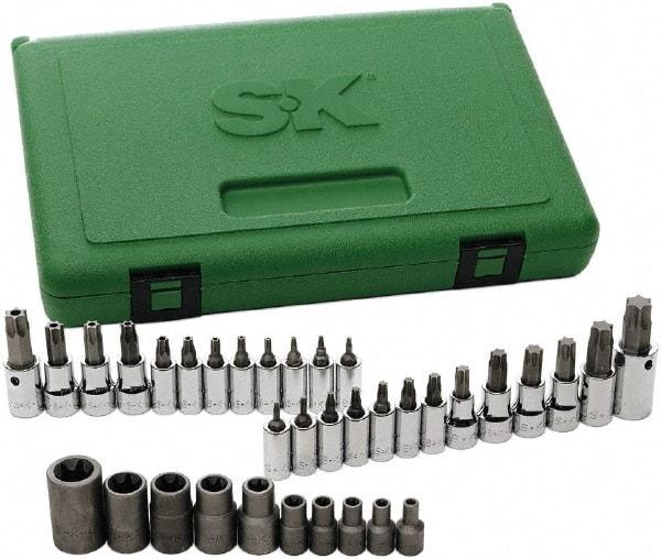 SK - 35 Piece 1/4, 3/8 & 1/2" Drive Torx Bit Socket Set - T7 to T60 Torx - Caliber Tooling