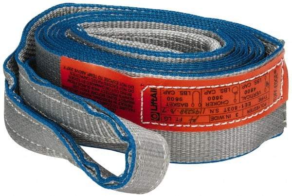 Lift-All - 14' Long x 3" Wide, 4,800 Lb Vertical Capacity, 1 Ply, Polyester Web Sling - 3,800 Lb Choker Capacity, Silver (Color) - Caliber Tooling