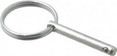 Gibraltar - 3/16" Pin Diam, 1-3/16" Long, Zinc Plated Steel Ball Lock Hitch Pin - 1" Usable Length - Caliber Tooling