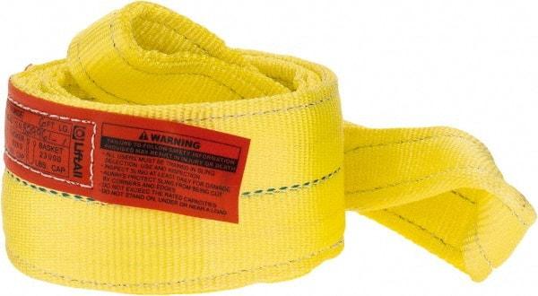 Lift-All - 6' Long x 4" Wide, 11,500 Lb Vertical Capacity, 2 Ply, Polyester Web Sling - 9,200 Lb Choker Capacity, Yellow - Caliber Tooling