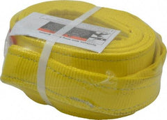 Lift-All - 10' Long x 4" Wide, 11,500 Lb Vertical Capacity, 2 Ply, Polyester Web Sling - 9,200 Lb Choker Capacity, Yellow - Caliber Tooling