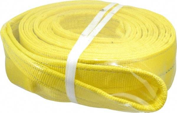 Lift-All - 20' Long x 4" Wide, 11,500 Lb Vertical Capacity, 2 Ply, Polyester Web Sling - 9,200 Lb Choker Capacity, Yellow - Caliber Tooling