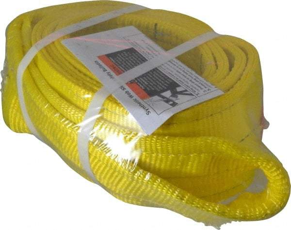 Lift-All - 8' Long x 4" Wide, 11,500 Lb Vertical Capacity, 2 Ply, Polyester Web Sling - 9,200 Lb Choker Capacity, Yellow - Caliber Tooling