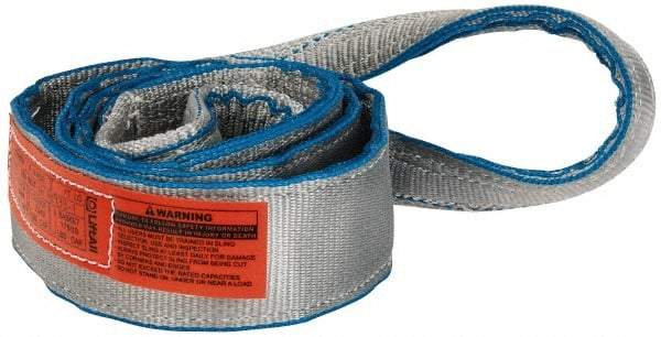 Lift-All - 8' Long x 3" Wide, 8,600 Lb Vertical Capacity, 2 Ply, Polyester Web Sling - 6,900 Lb Choker Capacity, Silver (Color) - Caliber Tooling