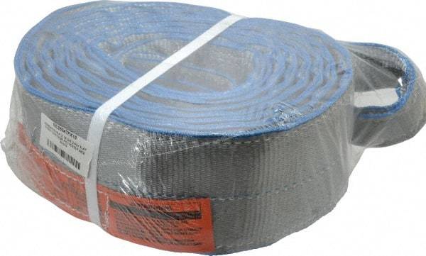 Lift-All - 16' Long x 4" Wide, 11,500 Lb Vertical Capacity, 2 Ply, Polyester Web Sling - 9,200 Lb Choker Capacity, Silver (Color) - Caliber Tooling