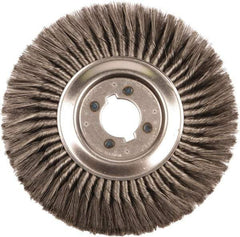 Weiler - 12" OD, 2" Arbor Hole, Knotted Steel Wheel Brush - 3/4" Face Width, 2-3/4" Trim Length, 0.014" Filament Diam, 3,600 RPM - Caliber Tooling