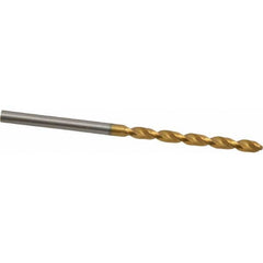 Jobber Length Drill Bit: 0.1339″ Dia, 130 °, High Speed Steel TiN Finish, Right Hand Cut, Parabolic Flute, Straight-Cylindrical Shank