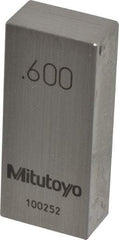 Mitutoyo - 0.6" Rectangular Steel Gage Block - Accuracy Grade 0, Includes Certificate of Inspection - Caliber Tooling