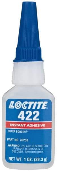 Loctite - 1 oz Bottle Clear Instant Adhesive - Series 422, 30 sec Working Time, 24 hr Full Cure Time, Bonds to Metal, Plastic & Rubber - Caliber Tooling