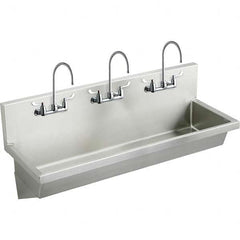 ELKAY - Stainless Steel Sinks Type: (3) Person Wash-Station w/Manual Faucet Outside Length: 72 (Inch) - Caliber Tooling