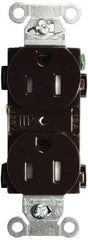 Hubbell Wiring Device-Kellems - 125 VAC, 15 Amp, 5-15R NEMA Configuration, Brown, Specification Grade, Self Grounding Duplex Receptacle - 1 Phase, 2 Poles, 3 Wire, Flush Mount, Tamper Resistant - Caliber Tooling