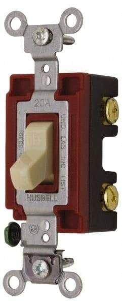 Hubbell Wiring Device-Kellems - 2 Pole, 120 to 277 VAC, 20 Amp, Industrial Grade, Toggle, Wall and Dimmer Light Switch - 1-5/16 Inch Wide x 4-1/16 Inch High - Caliber Tooling