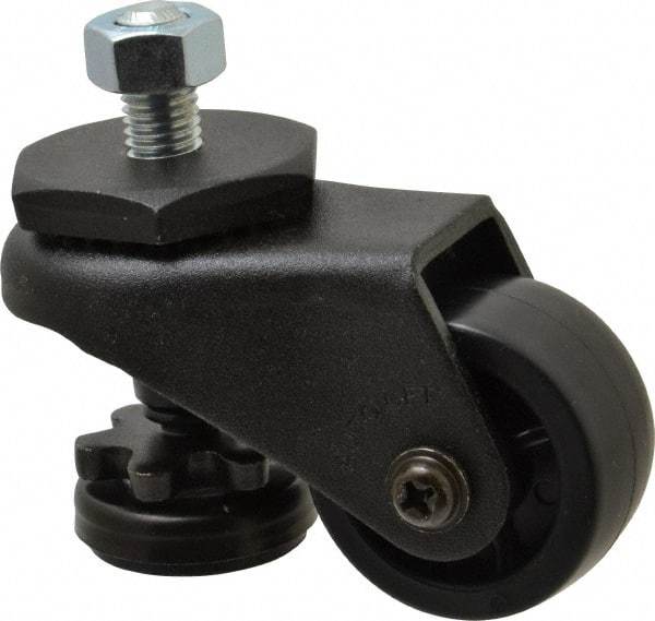 Sunnex - 1" Wide, Nylon Swivel Caster - 200 Lb Capacity, Threaded Stem Mount, 2.87" x 2.87" Plate, Ball Bearing - Caliber Tooling