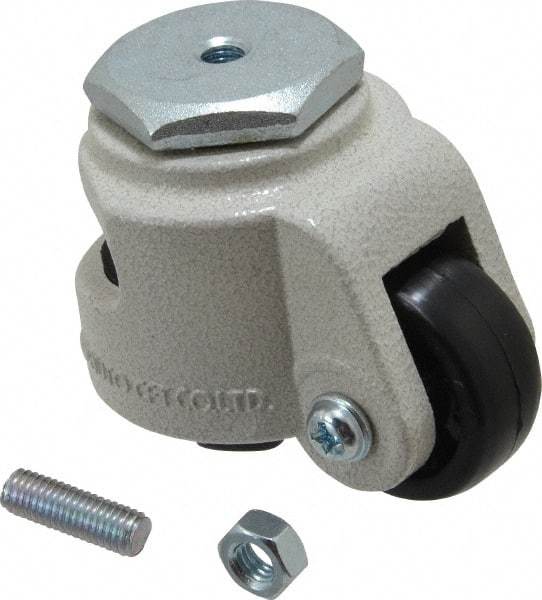 Sunnex - 7/8" Wide, Nylon Swivel Caster - 50 Lb Capacity, Threaded Stem Mount, 2.87" x 2.87" Plate, Ball Bearing - Caliber Tooling